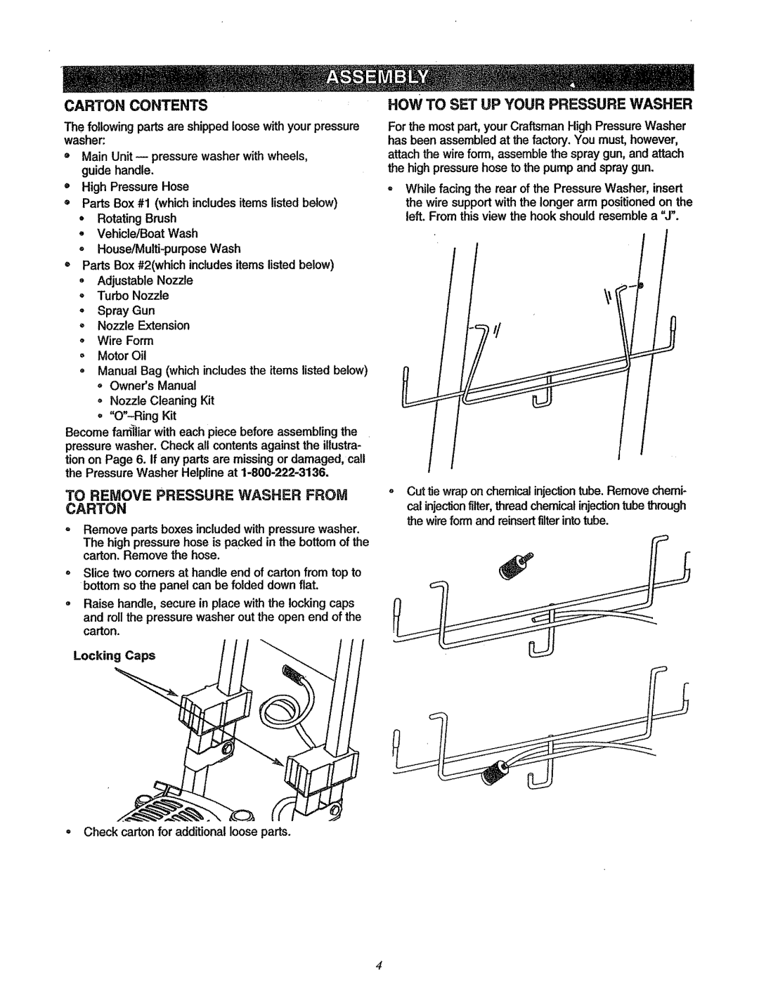 Craftsman 580.7622 manual How to SET UP Your Pressure Washer, Carton Contents 