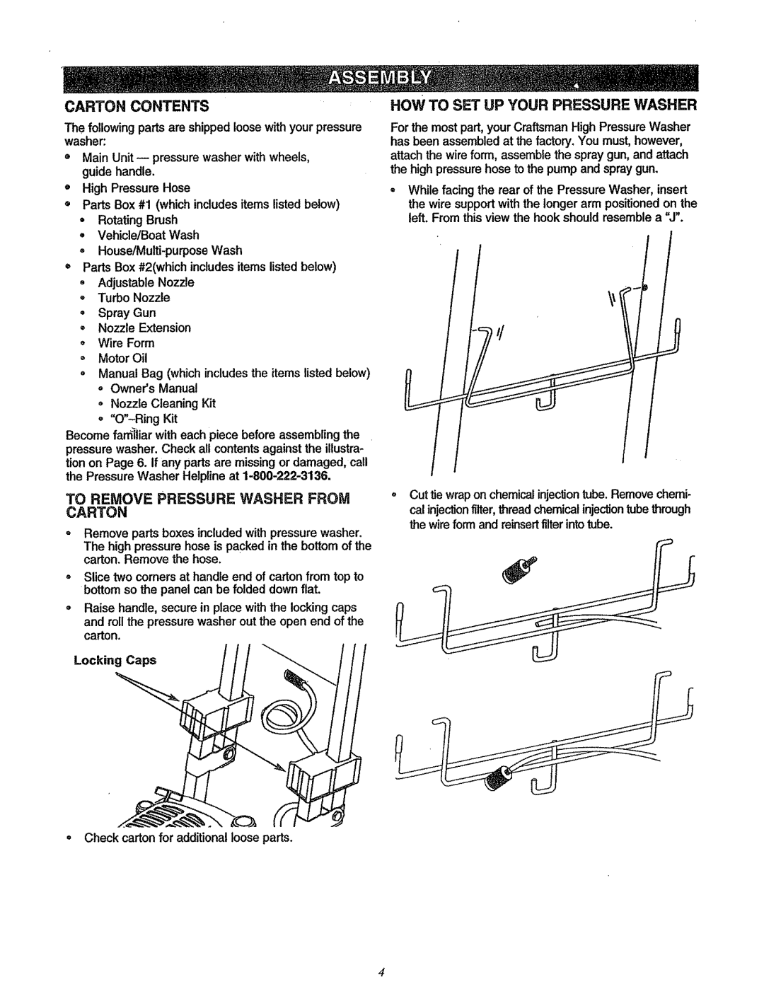 Craftsman 580.7622 manual How TO SET UP YOUR PRESSURE WASHER, Carton Contents 