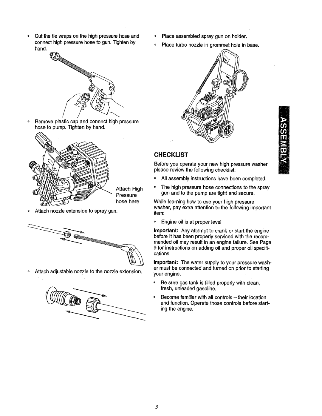 Craftsman 580.7622 manual Checklist 