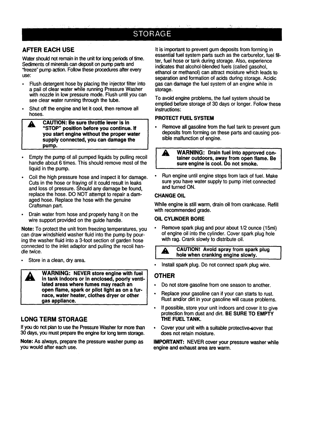 Craftsman 580.76225 owner manual After Each USE, Other 