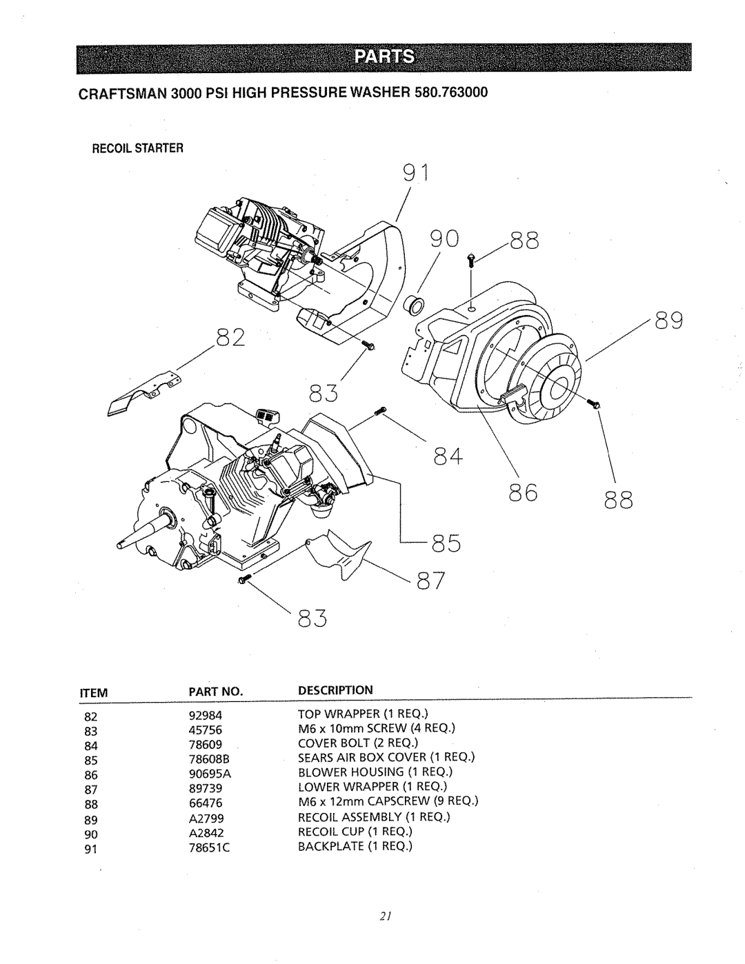 Craftsman 580.763 owner manual Craftsman 3000 PS! High Pressure Washer, 78609, 78608B 