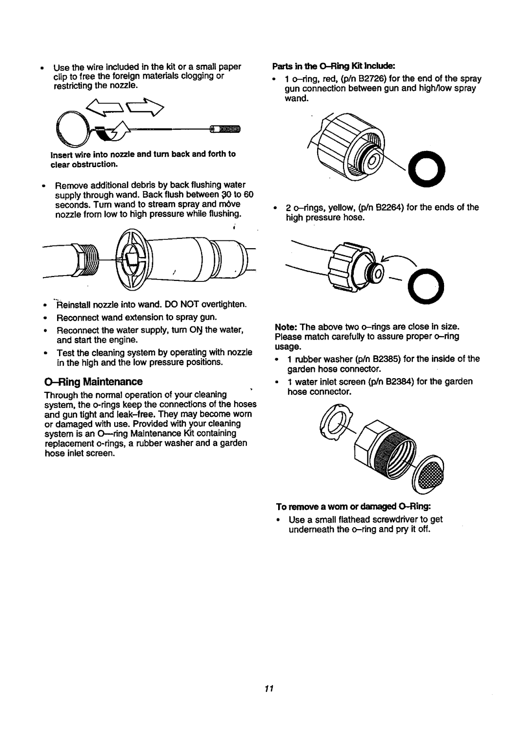 Craftsman 580.768020 manual Rings, yellow, p/n B2264 for the ends 