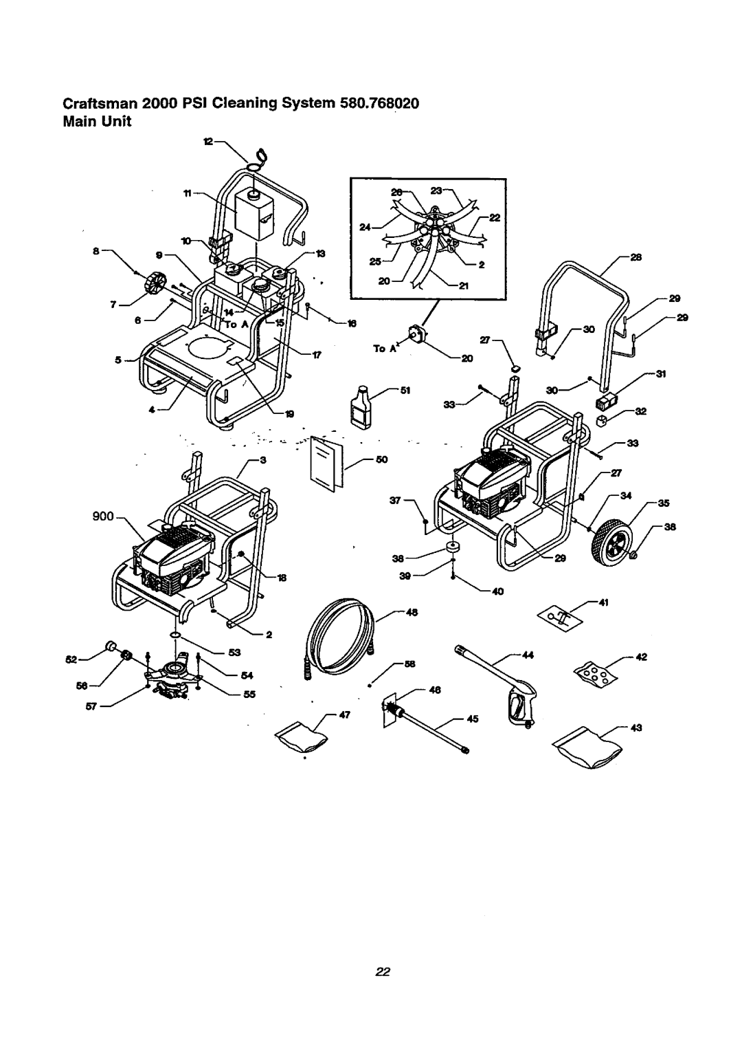 Craftsman manual Craftsman 2000 PSI Cleaning System 580.768020 Main Unit 