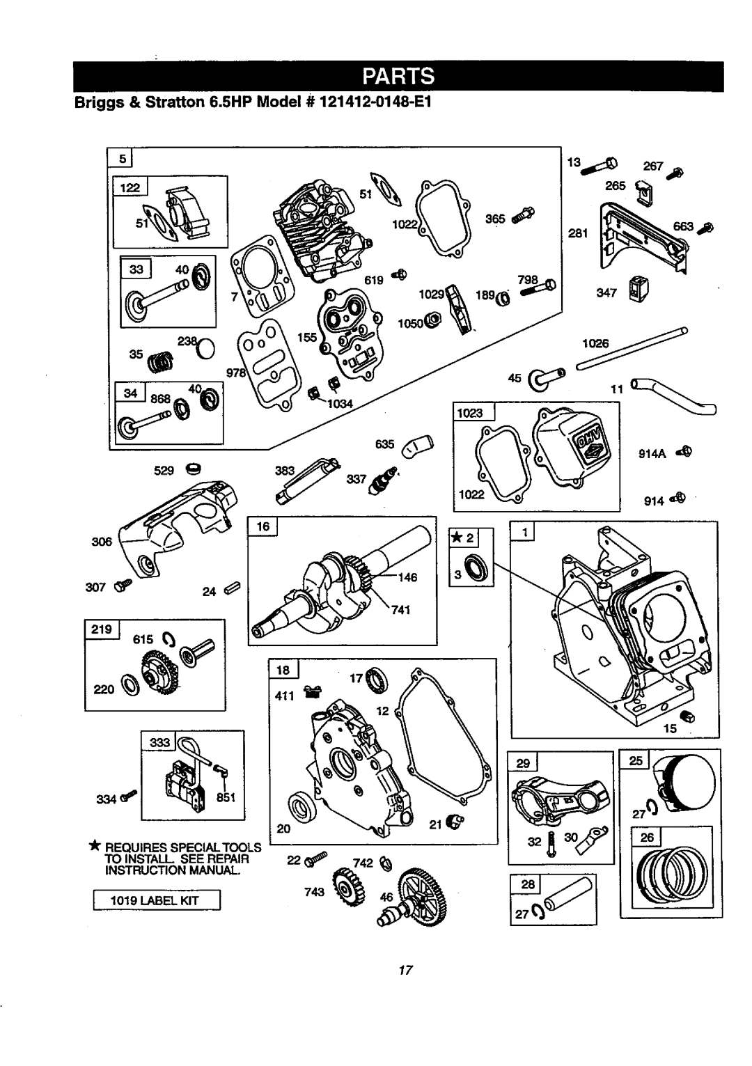 Craftsman 580.76804 manual 411, Briggs & Stratton 6.5HP Model # 121412-0148-E1 