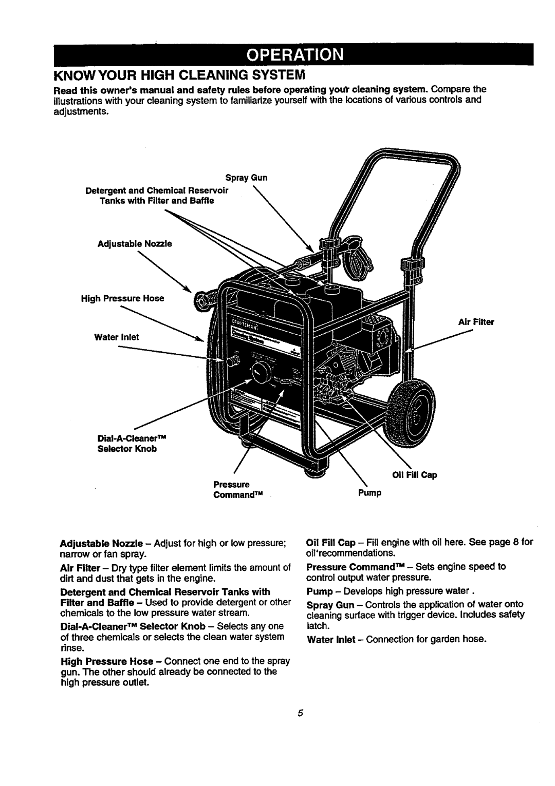Craftsman 580.76804 manual Knowyour High Cleaning System 