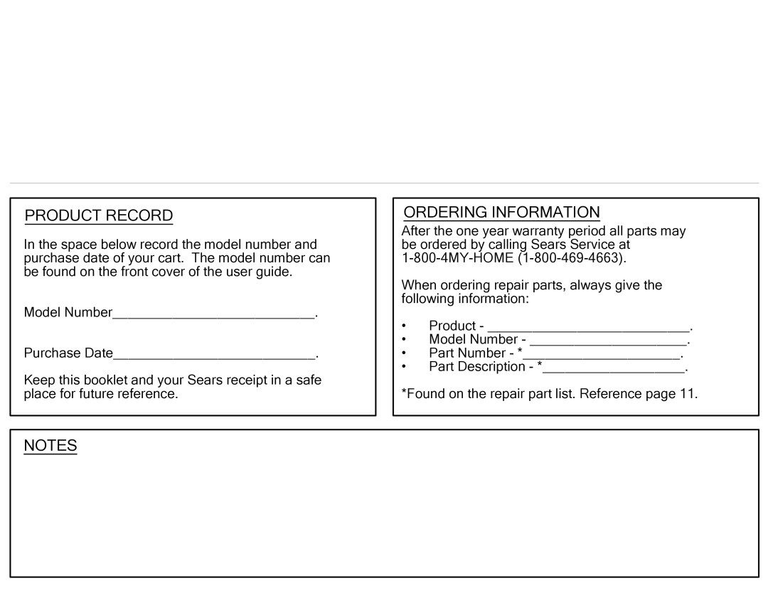 Craftsman 610.246 manual Product Record 