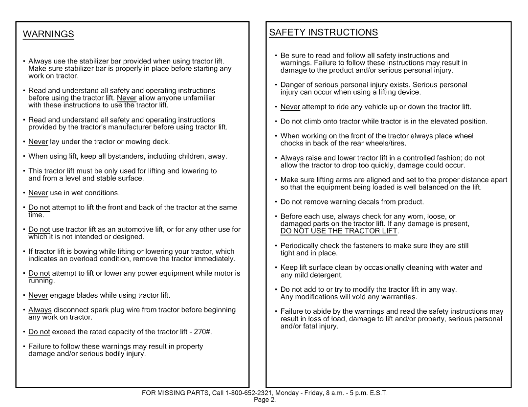 Craftsman 610.24600 manual Safety Instructions 