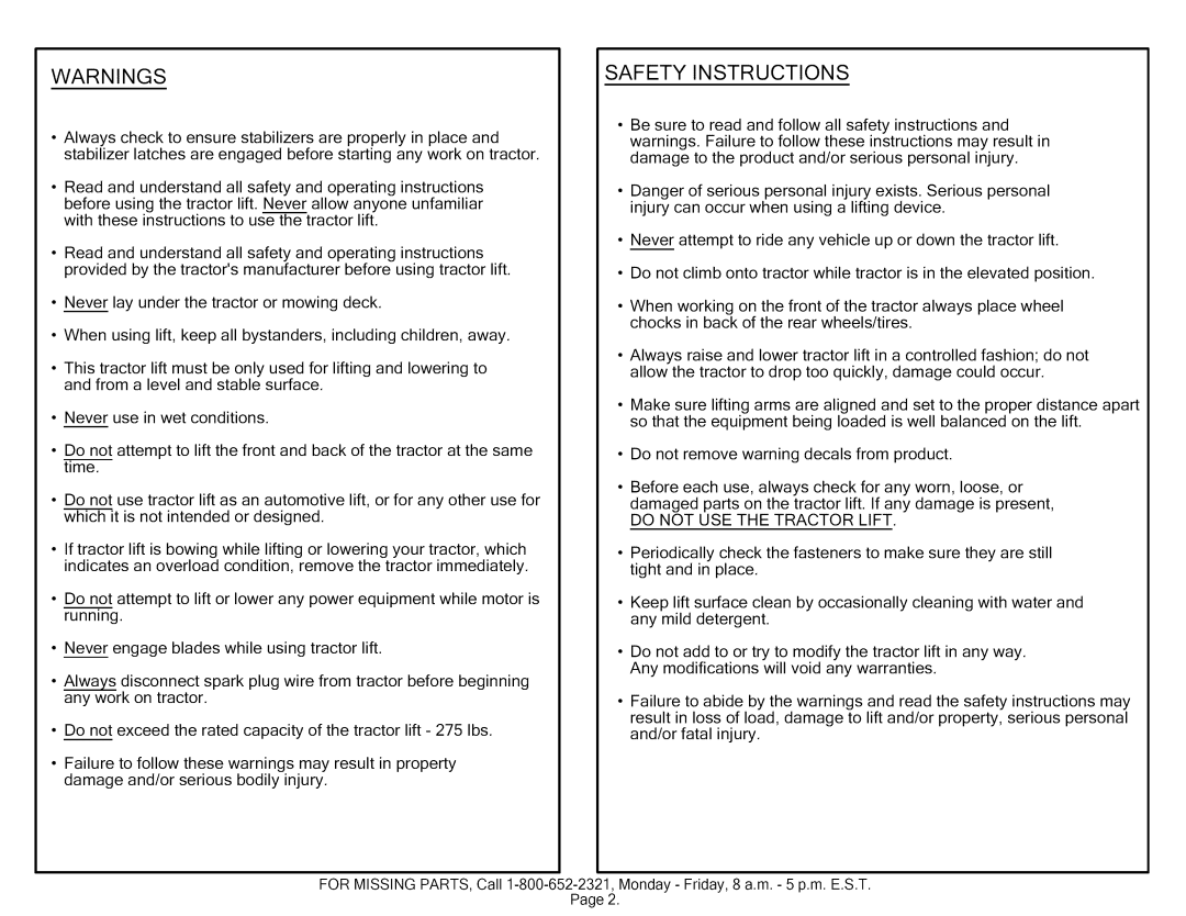 Craftsman 610.24610 manual Safety Instructions 