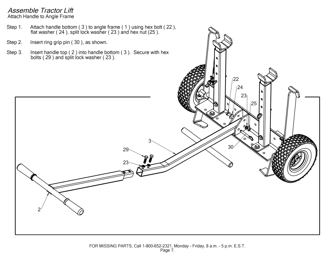 Craftsman 610.24610 manual Assemble Tractor Lift 