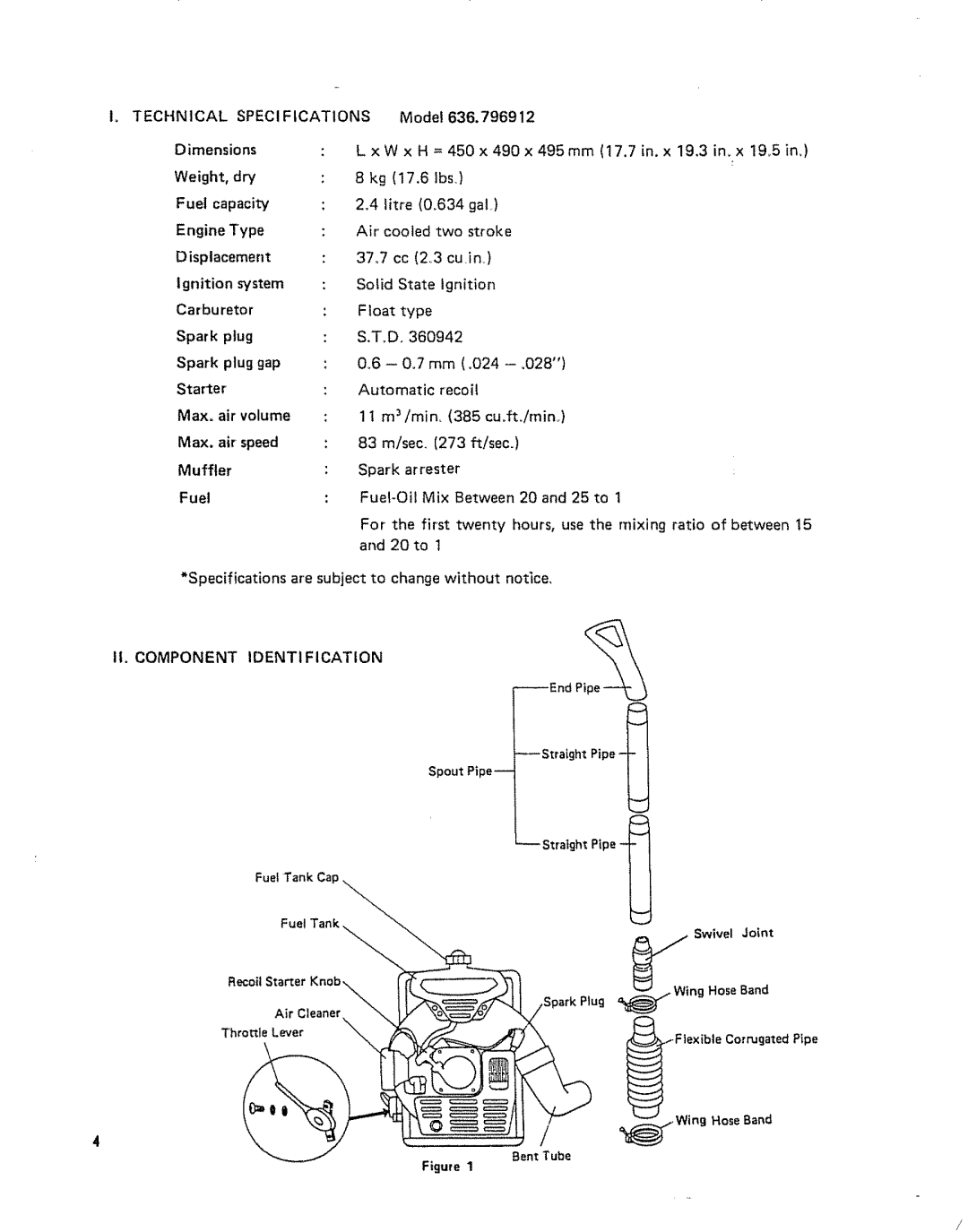 Craftsman 636.796912 owner manual I1o Component Identification 