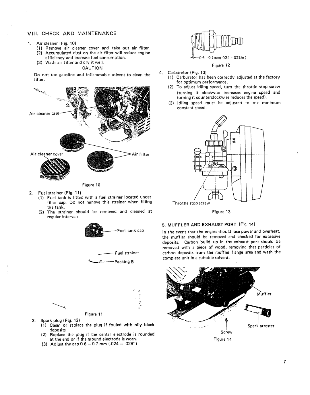 Craftsman 636.796912 owner manual II, Check and Maintenance, Fuel strainer =,------ Packing B 