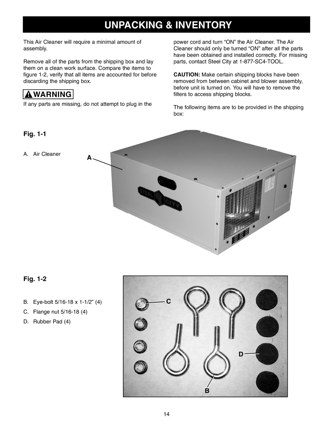 Craftsman 65100 user manual Unpacking & Inventory 