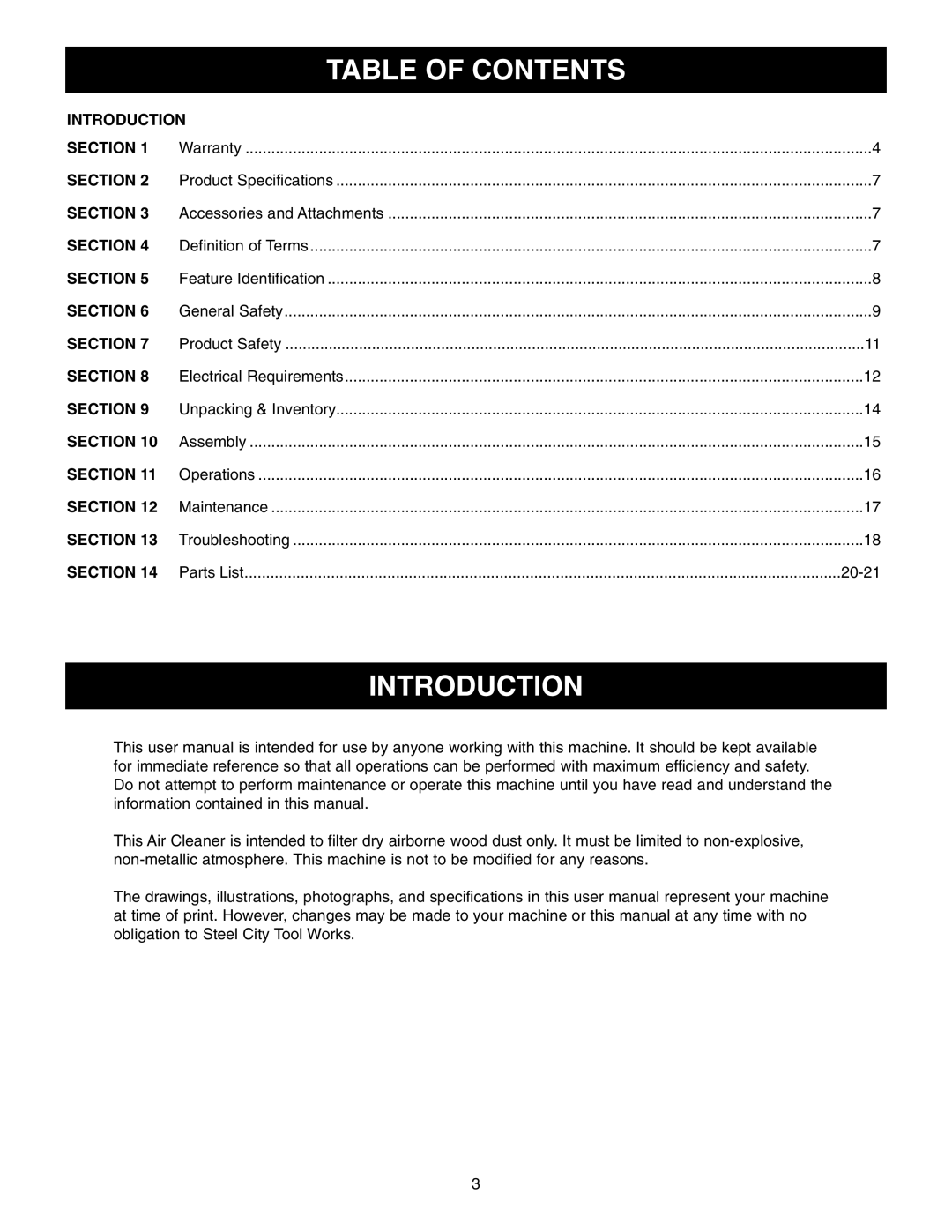 Craftsman 65100 user manual Table of Contents, Introduction 