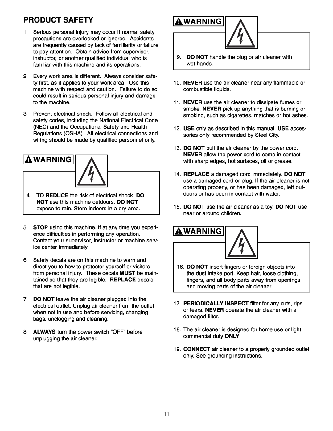 Craftsman 65100 user manual Product Safety 