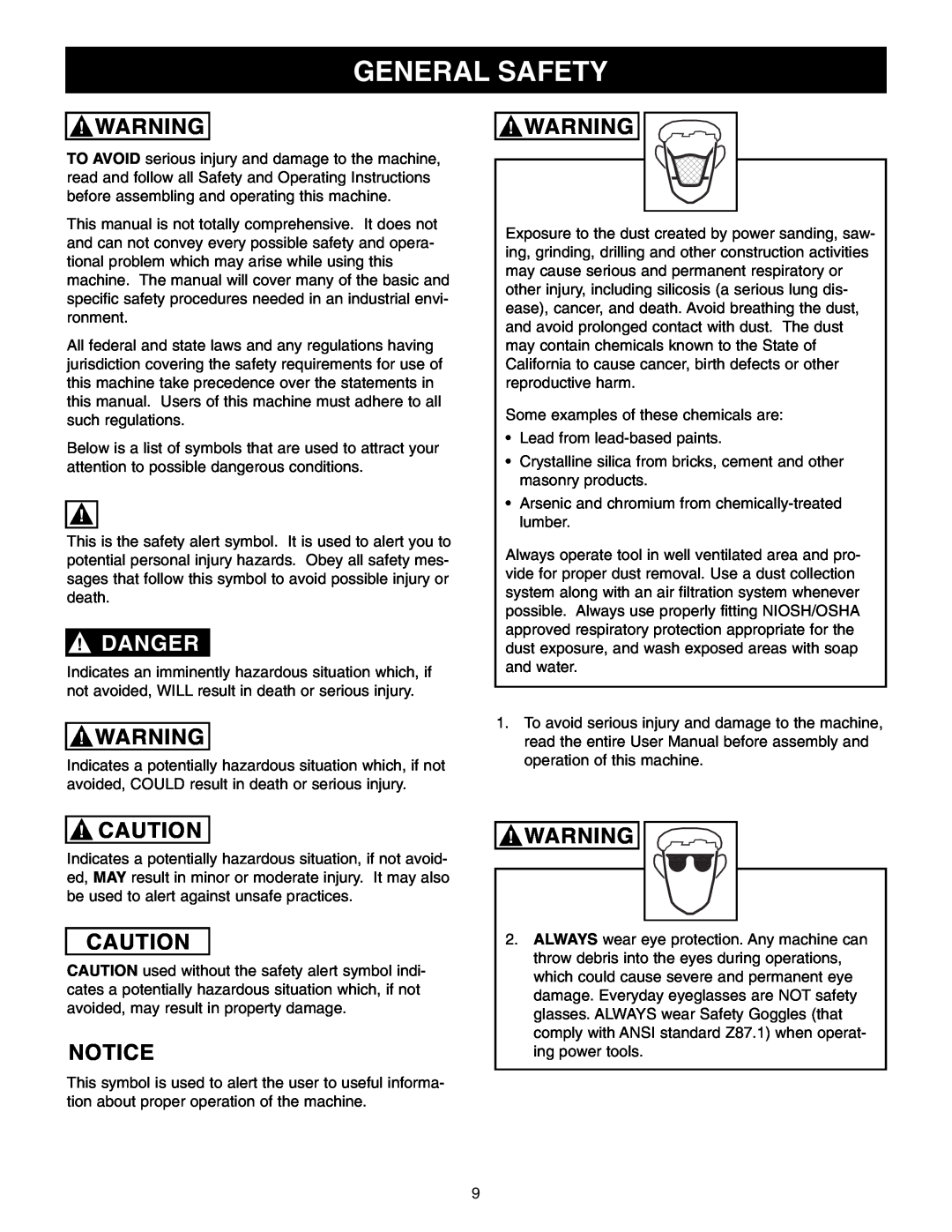 Craftsman 65100 user manual General Safety, Danger 