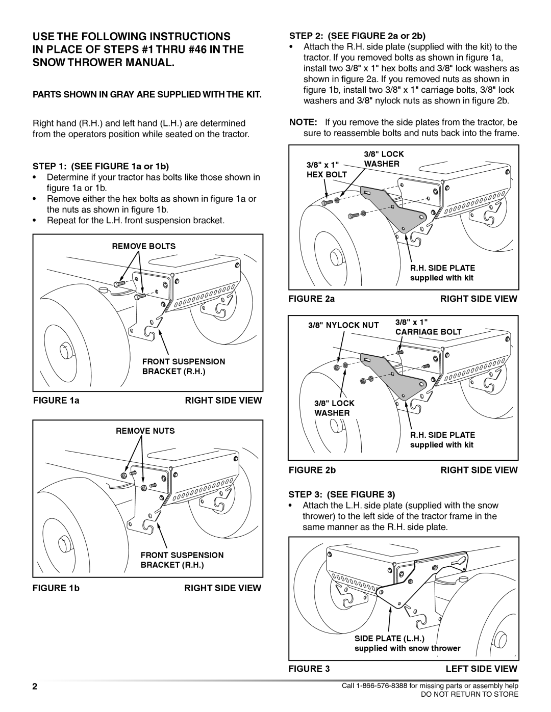 Craftsman 71-24831 instruction manual Parts shown in gray are supplied with the kit, SEE a or 1b, SEE a or 2b, See Figure 