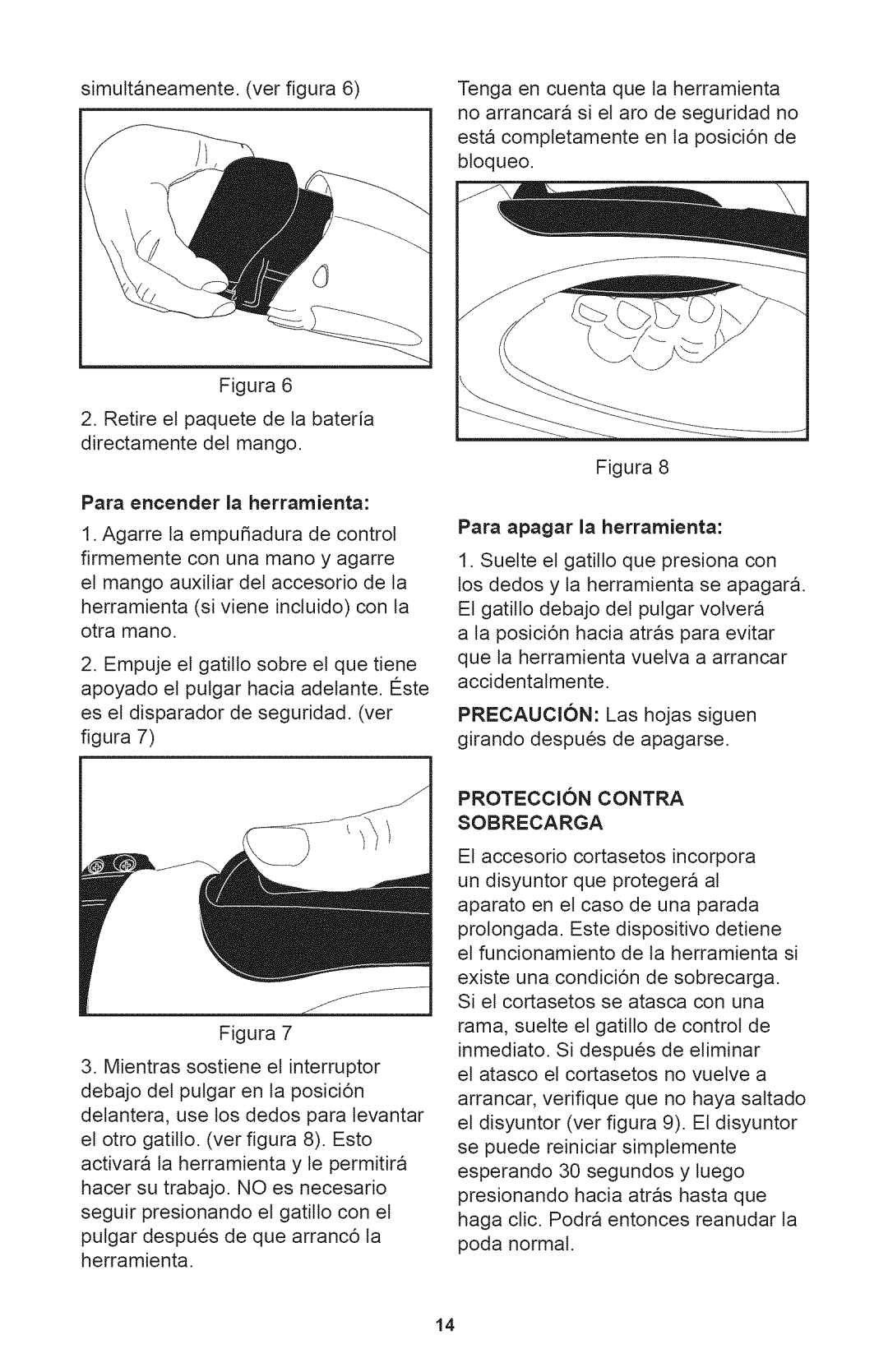 Craftsman 71.74290, 240.74290 operating instructions Proteccion Contra Sobrecarga 