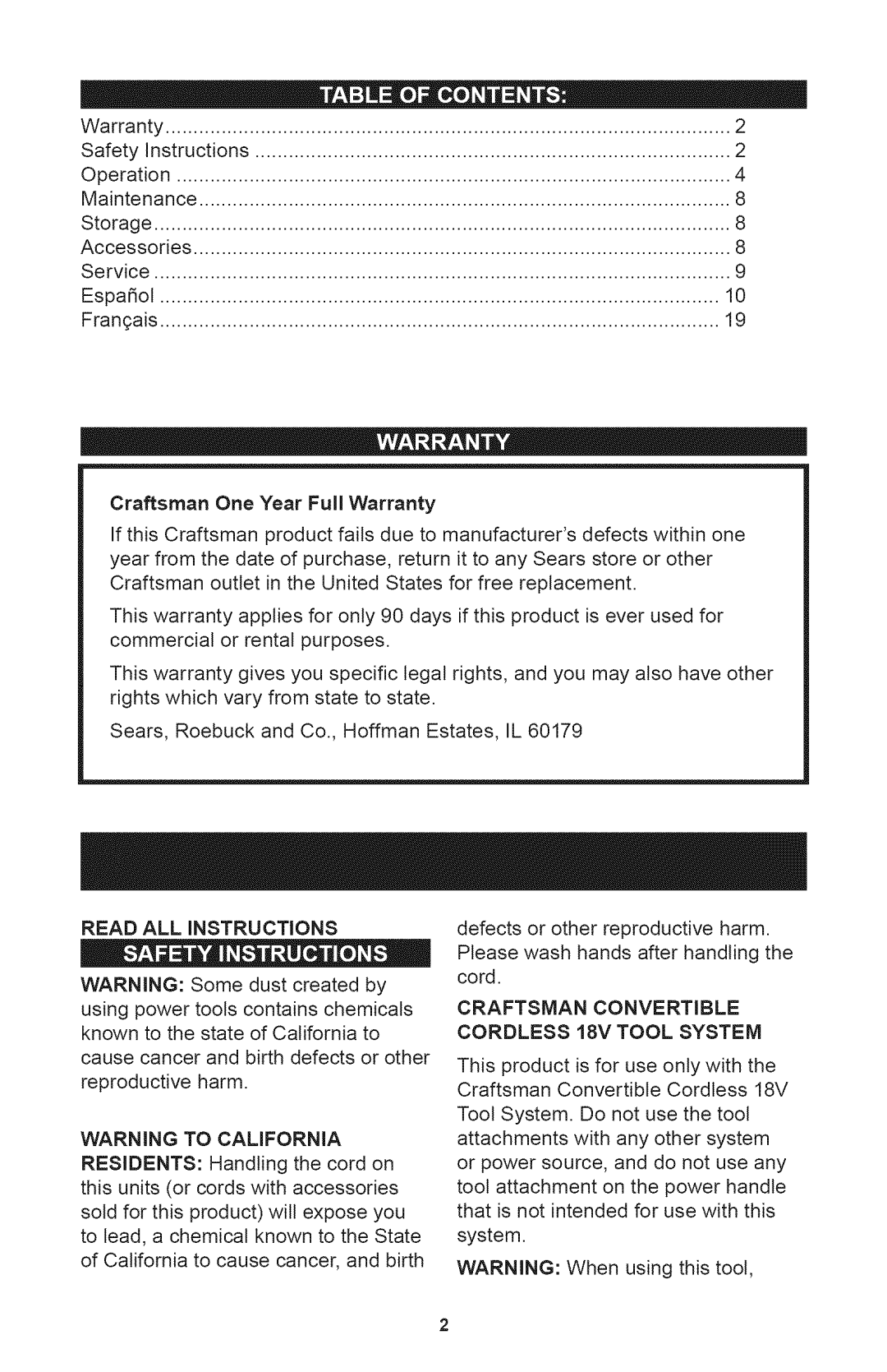 Craftsman 71.74290, 240.74290 operating instructions Read ALL Instructions 