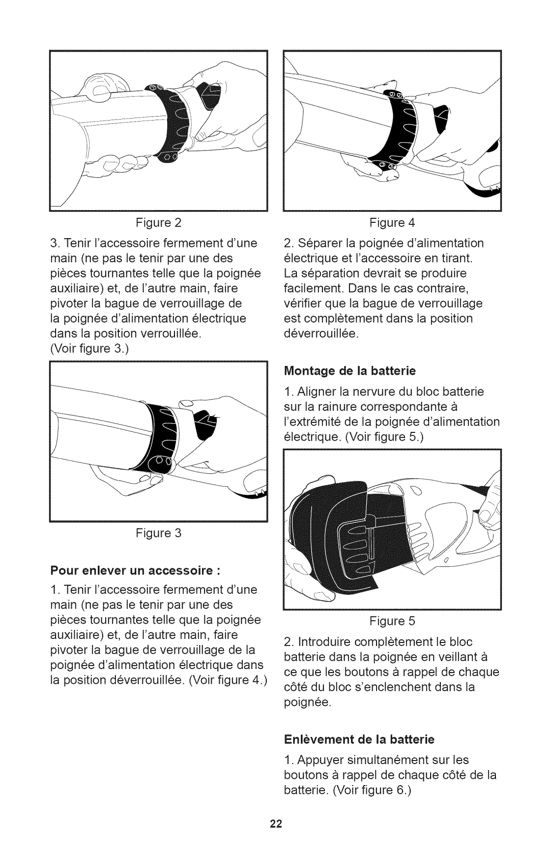 Craftsman 71.74290, 240.74290 operating instructions Enlevement de la batterie 