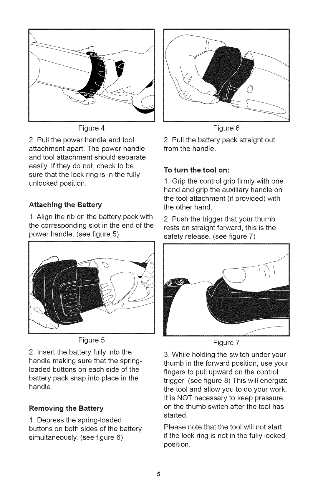 Craftsman 240.74290, 71.74290 operating instructions Pullthepowerhandleandtool, AttachingtheBattery 