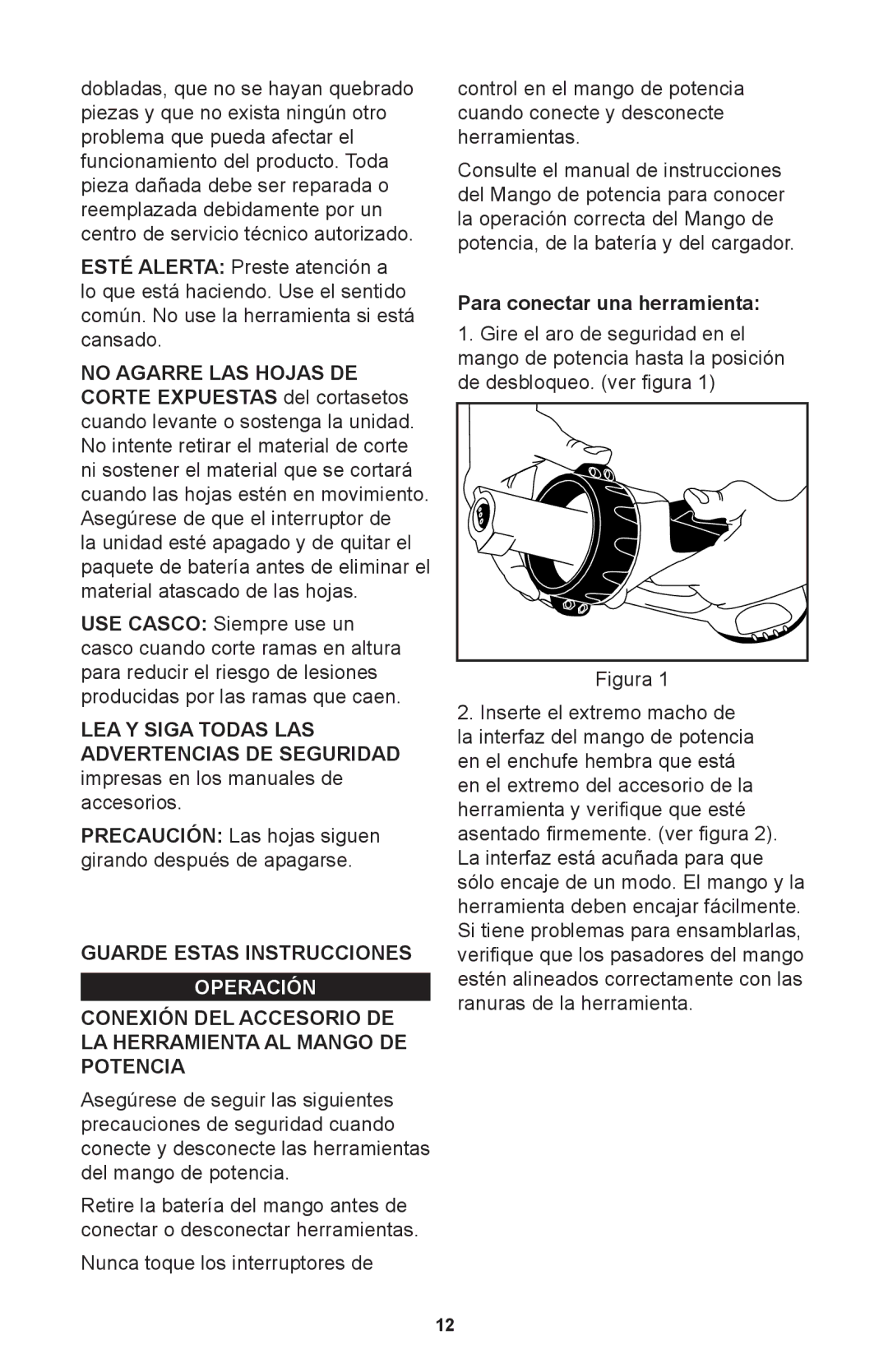 Craftsman 71.74291 operating instructions Operación, Para conectar una herramienta 