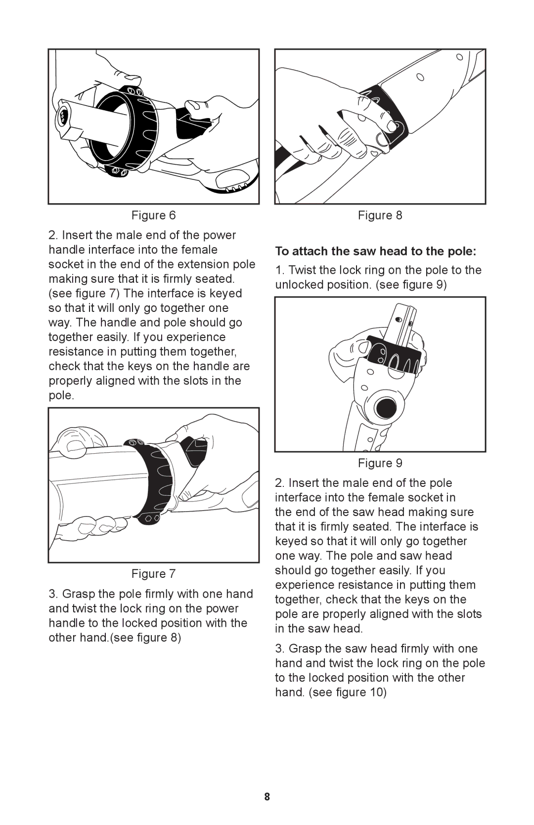 Craftsman 71.74291 operating instructions To attach the saw head to the pole 