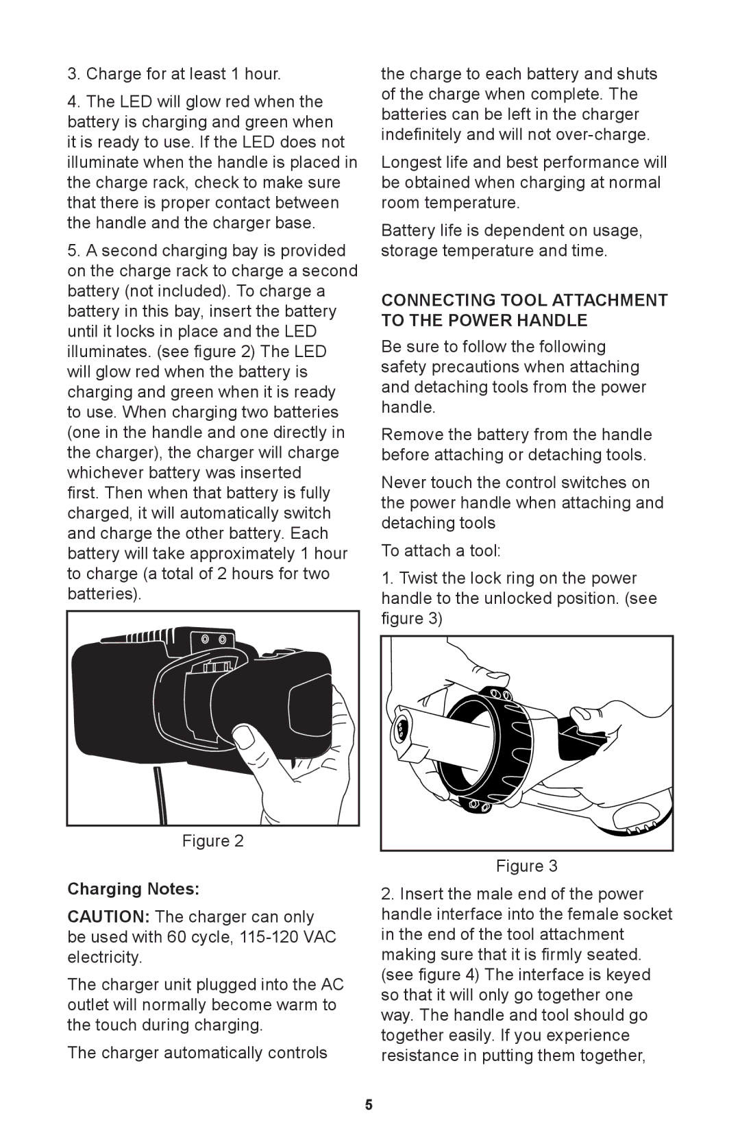 Craftsman 71.74291 operating instructions Charging Notes, Connecting Tool Attachment to the Power Handle 