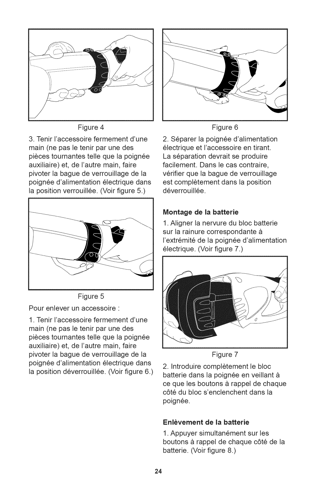 Craftsman 71.74295, 240.74295 operating instructions Enlevement de la batterie 