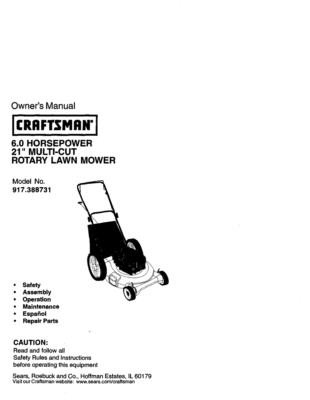 Craftsman 388, 731 owner manual Jcraftsmanj 