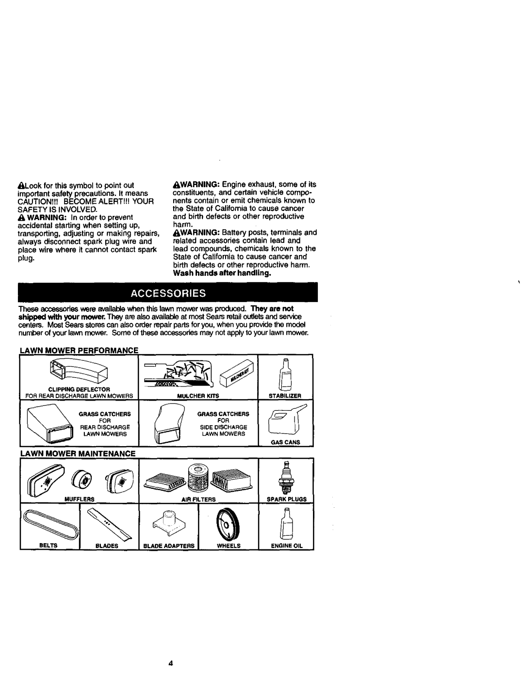 Craftsman 731, 388 owner manual Lawn Mower Performance, Lawn Mower Maintenance 