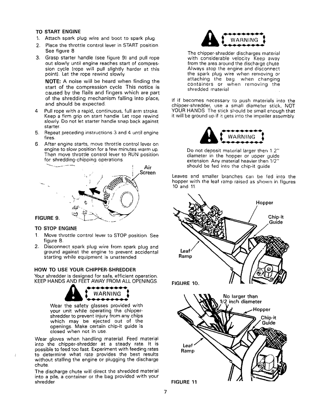 Craftsman 79689, 770-5875B manual i wARN,I G, How To Use Your Chipper-Shredder, No larger than 112 inch diameter, Screen 