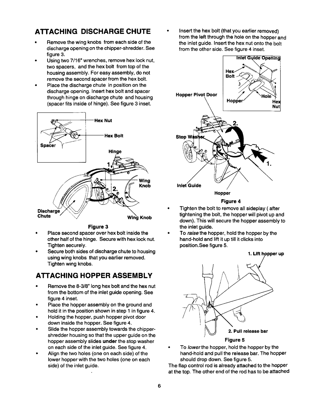 Craftsman 247.775870 owner manual Attaching Discharge Chute, Attaching Hopper Assembly 