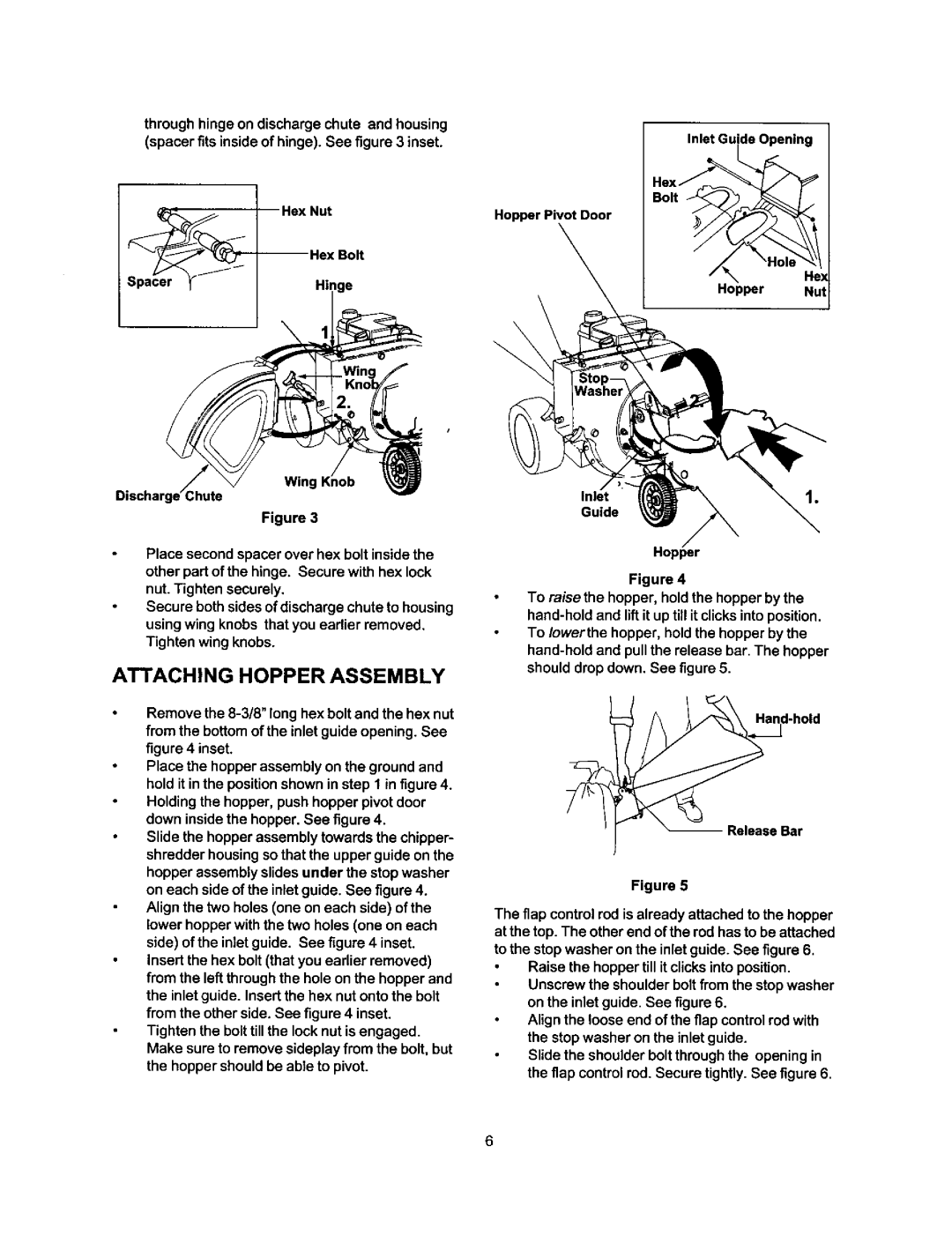 Craftsman 247.77588O owner manual Attaching Hopper Assembly, Spacer-J-Hinge 