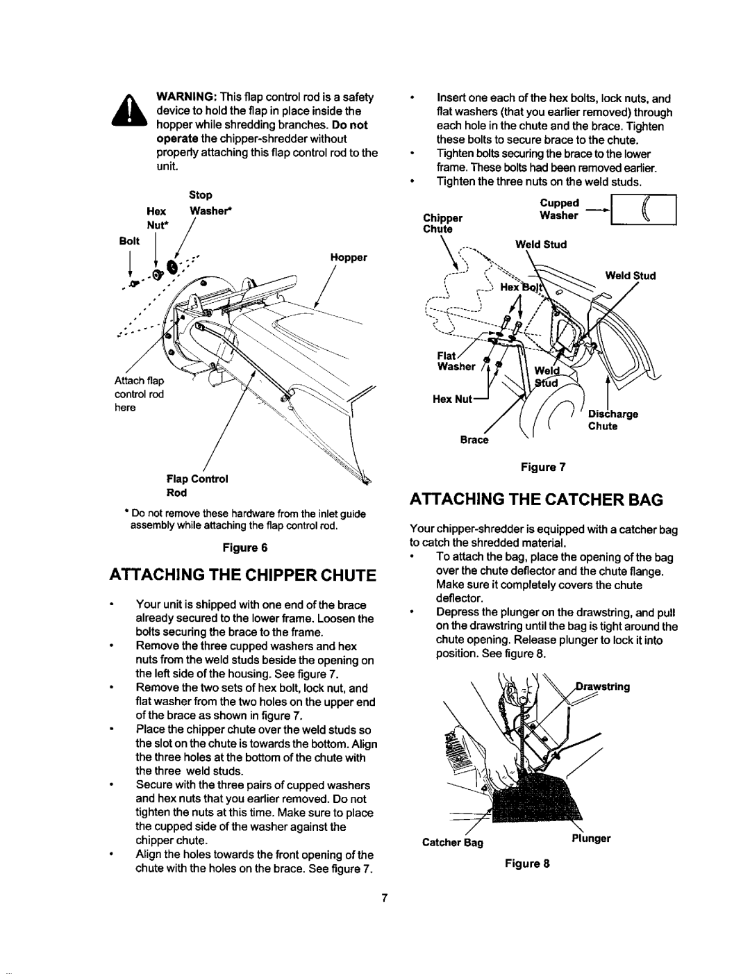 Craftsman 247.77588O owner manual Attaching the Chipper Chute, Attaching the Catcher BAG 