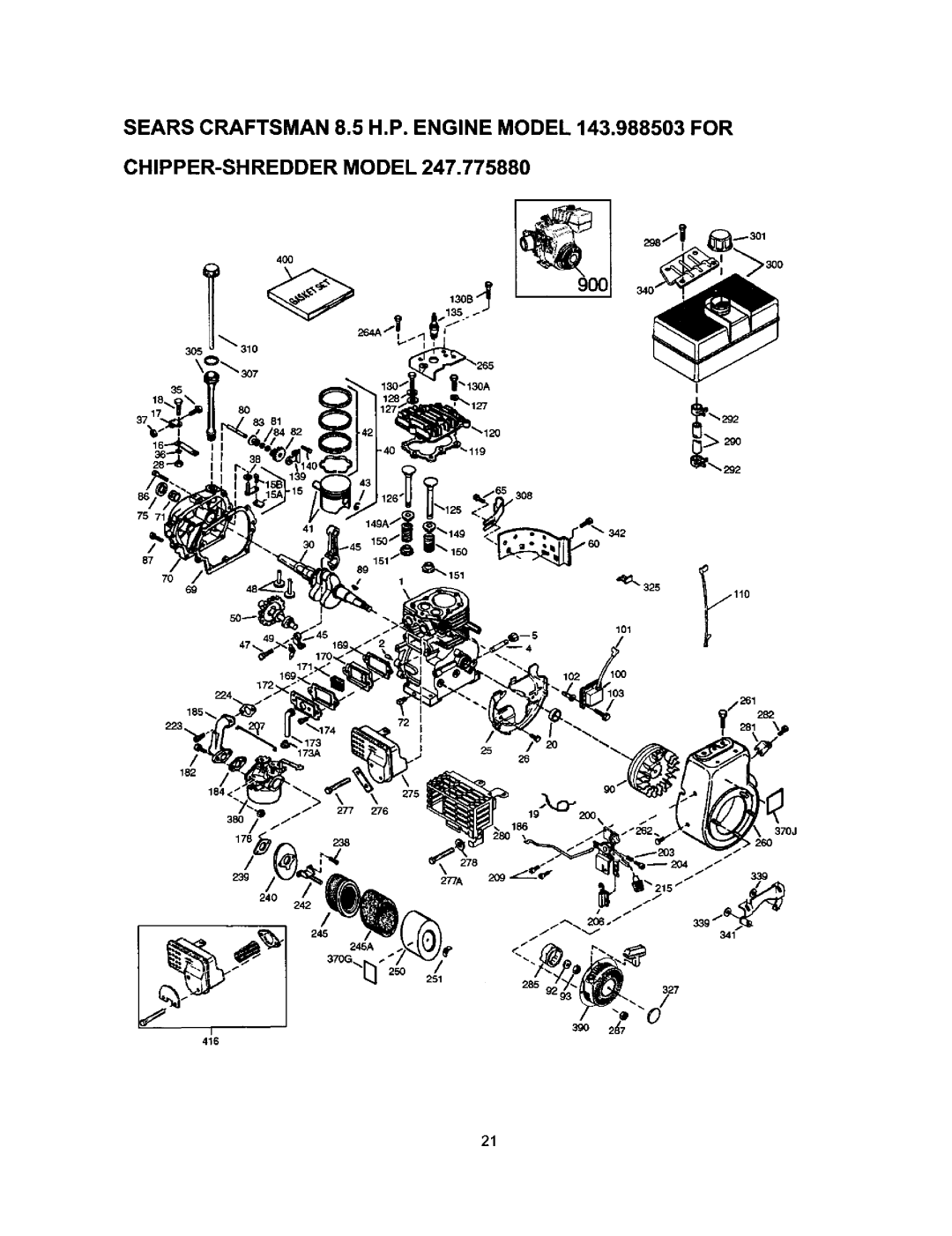 Craftsman 247.77588O owner manual Chipper-Shreddermodel, 4OO 3O5 35 2g0, 87 7O 69 