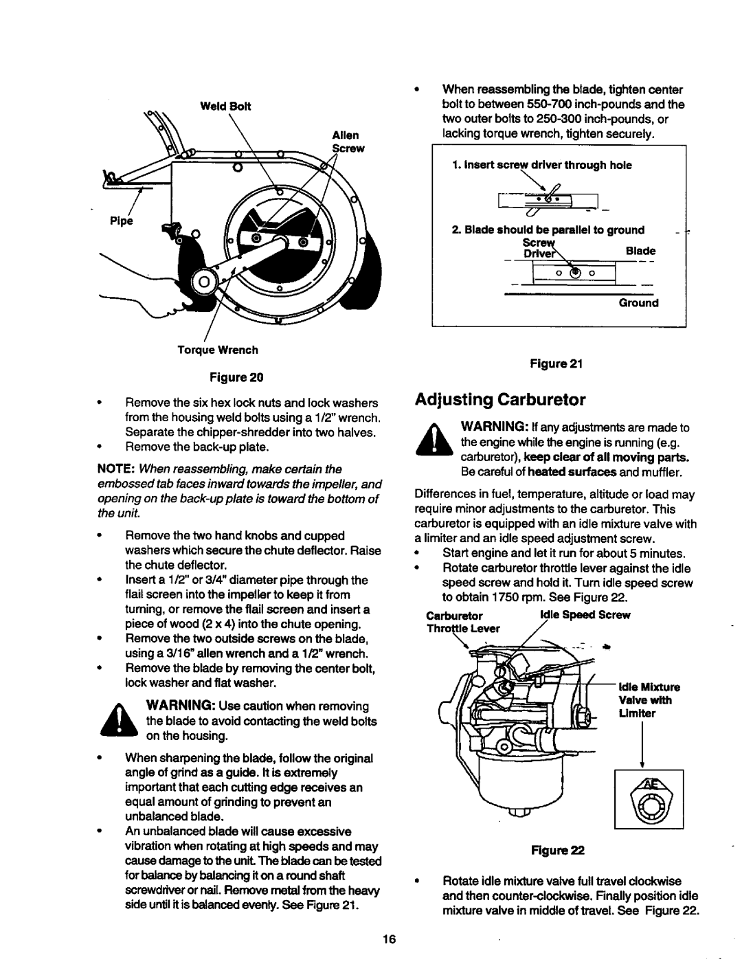 Craftsman 247.775890 manual Adjusting Carburetor 