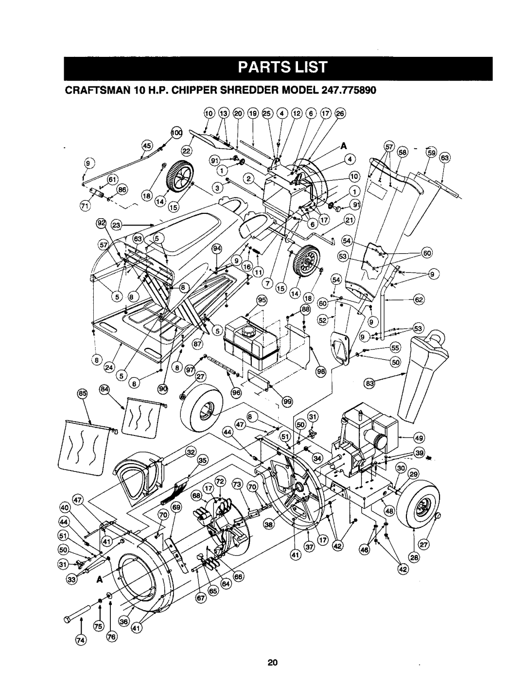 Craftsman 247.775890 manual Craftsman 10 H.P. Chipper Shredder Model 247,775890 