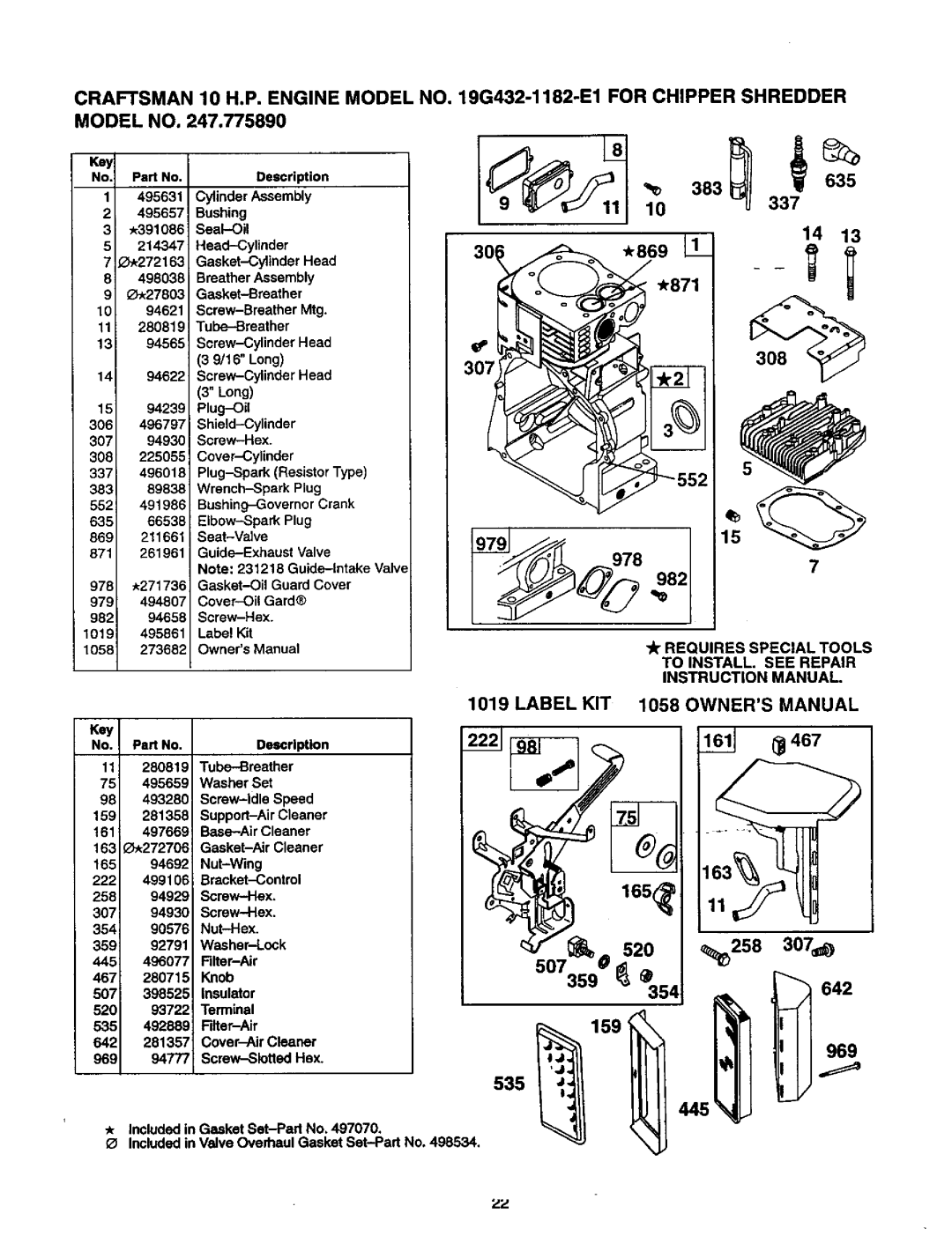 Craftsman 247.775890 manual For Chipper Shredder 