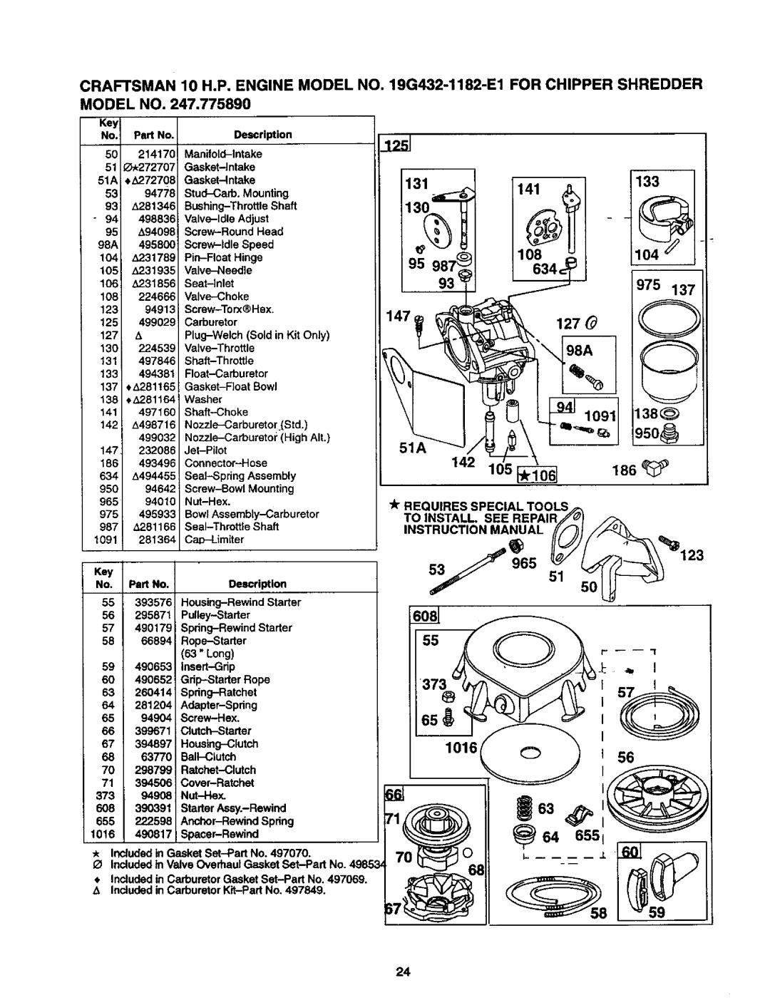 Craftsman 247.775890 manual 142 lO5 