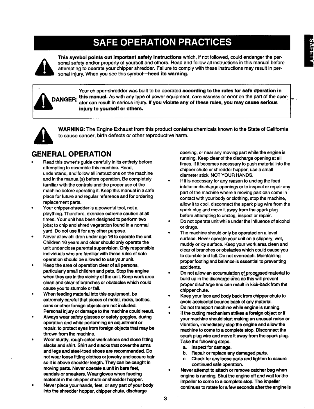 Craftsman 247.775890 manual Generaloperation 