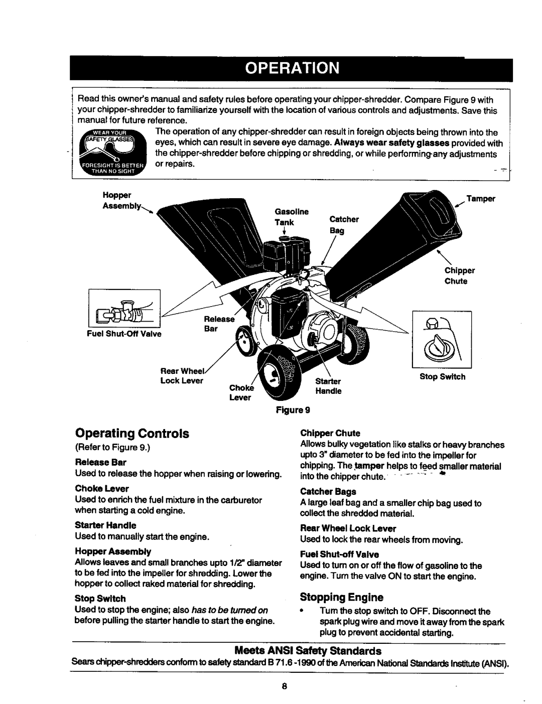 Craftsman 247.775890 manual Operating Controls 