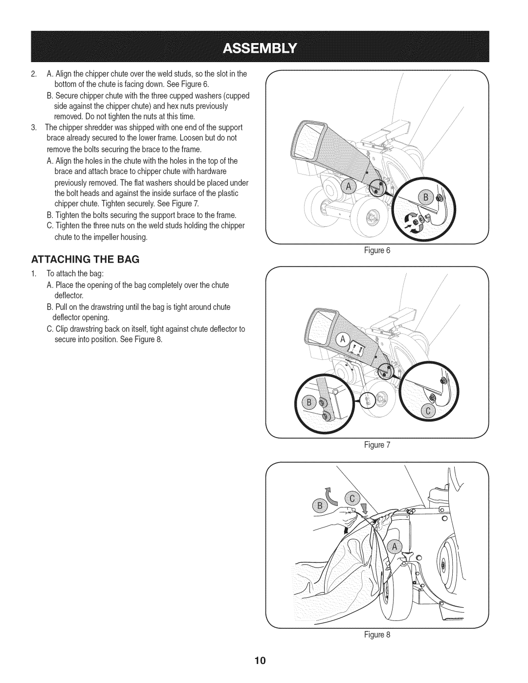 Craftsman 247.77638, 1450 Series manual Attaching the BAG 