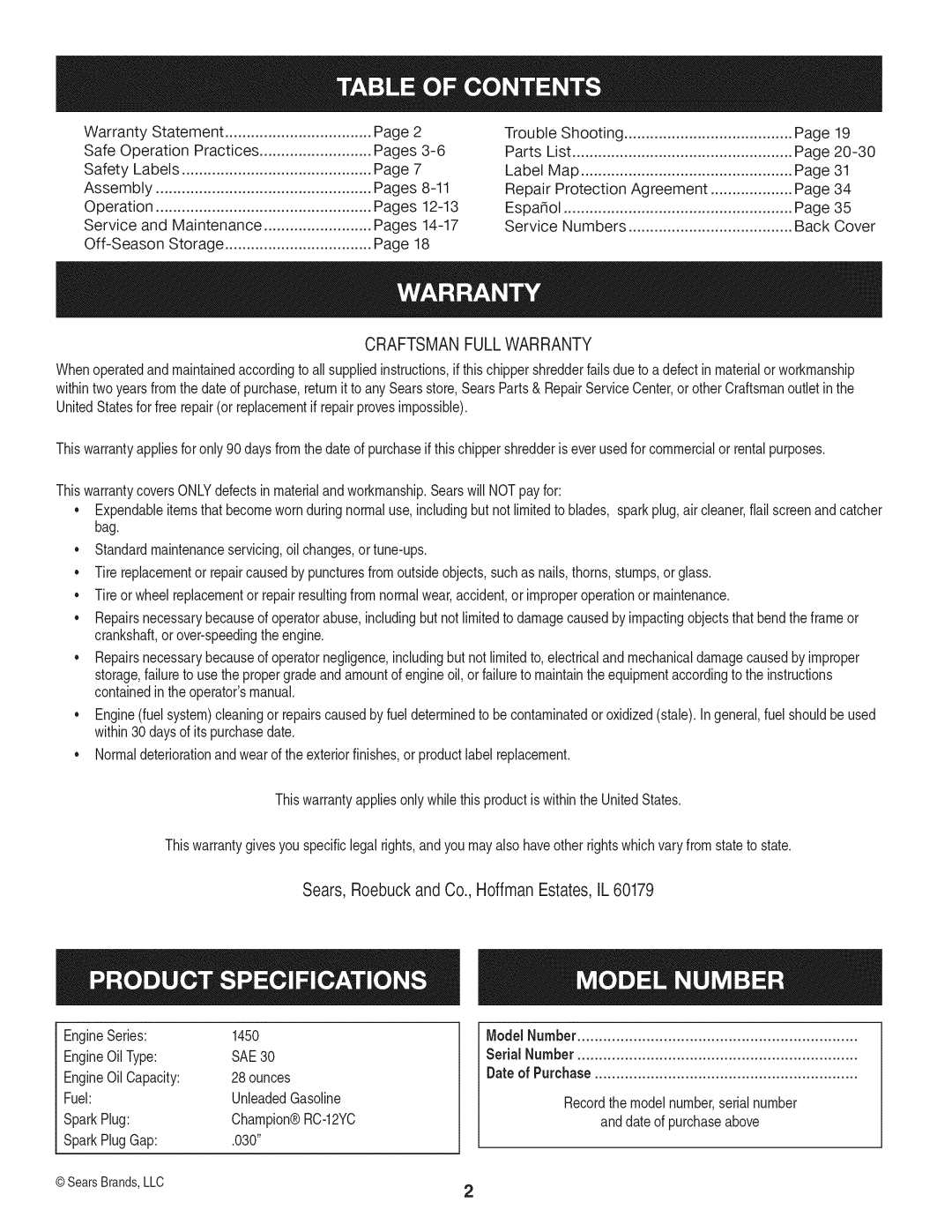 Craftsman 1450 Series, 247.77638 manual Page19, Es3-6, Page31, Es8-11, Page34, Es12-13, Page35, Paces14-17, E18 Pac 