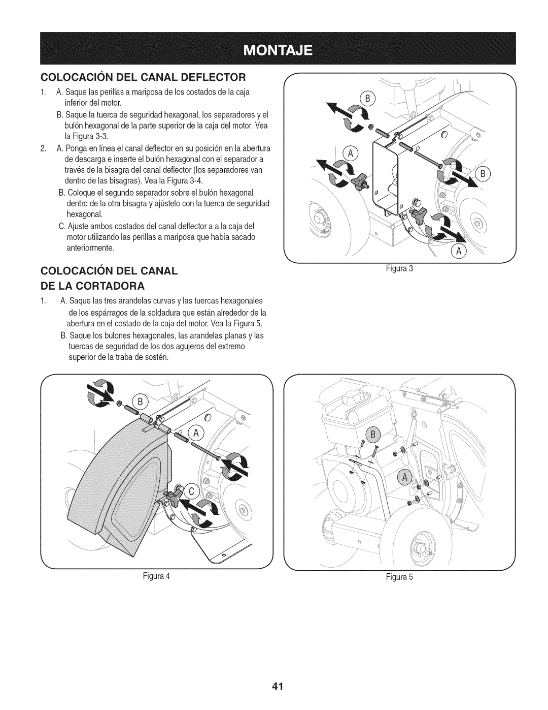 Craftsman 1450 Series, 247.77638 manual COLOCACl6N DEL Canal Deflector, DE LA Cortadora 