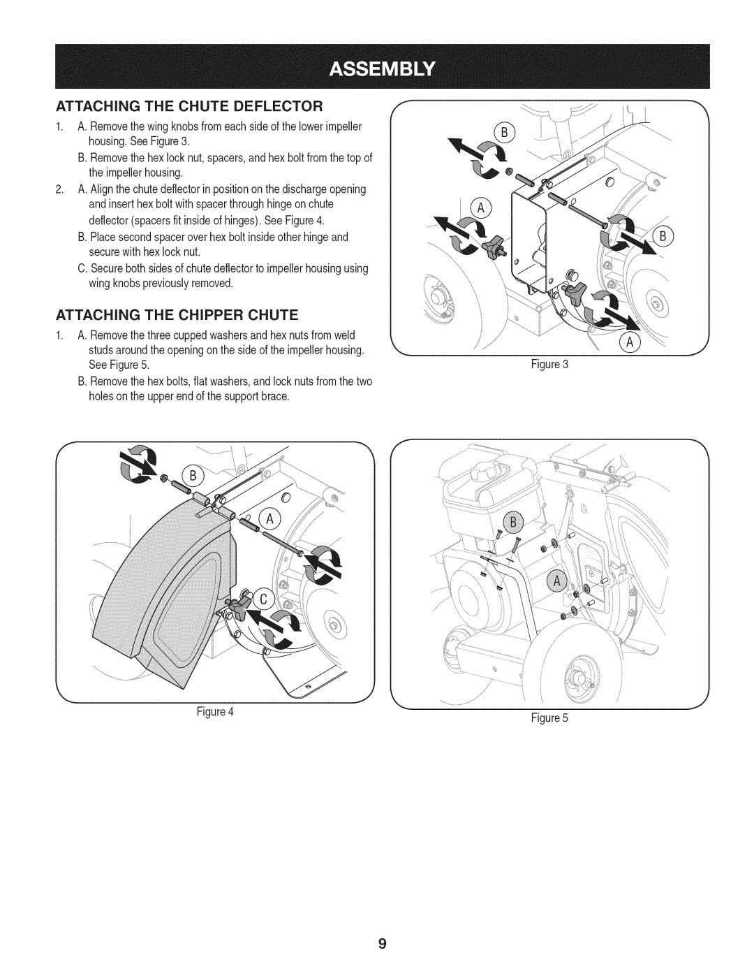 Craftsman 247.77638, 1450 Series manual Attaching the Chute Deflector, Attaching the Chipper Chute 