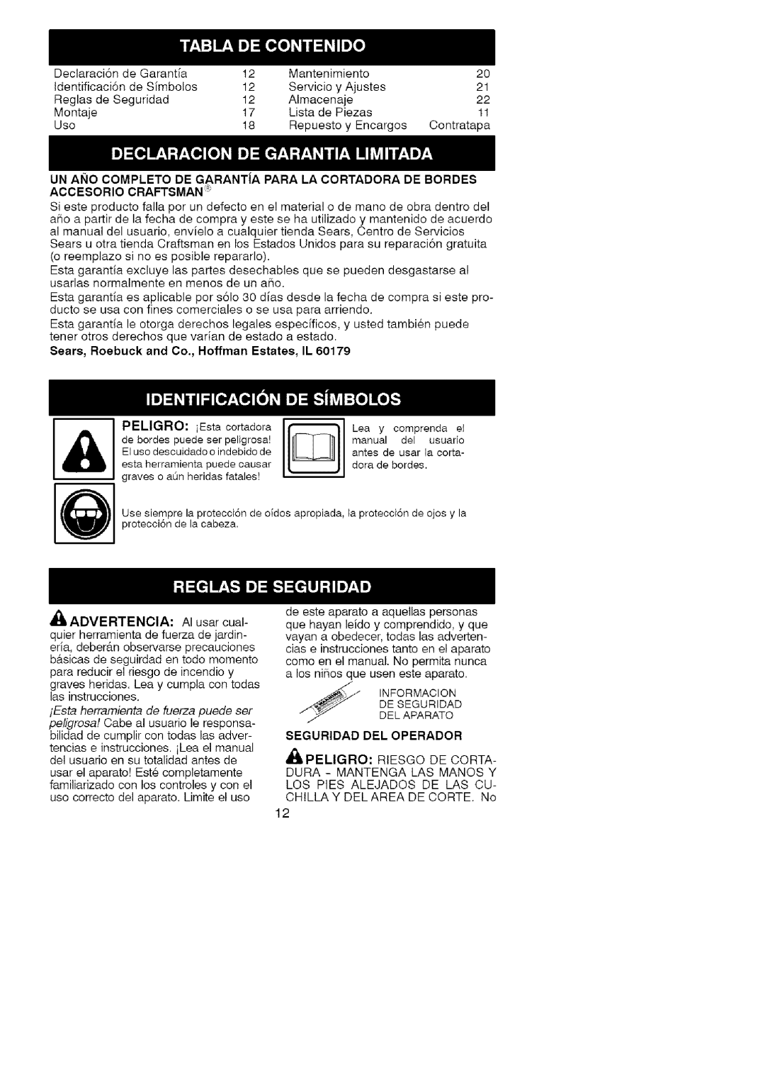 Craftsman 358.792403 manual DE Seguridad, Seguridad DEL Operador 