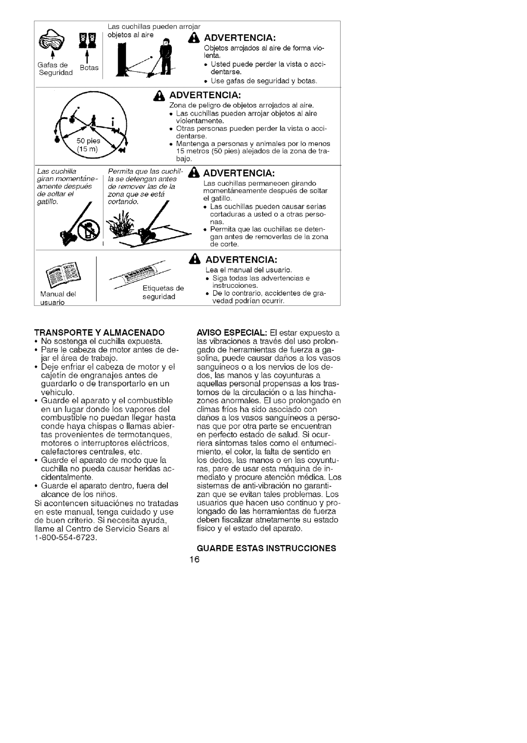 Craftsman 358.792403 manual Transporte Y Almacenado, Guarde Estas Instrucciones 