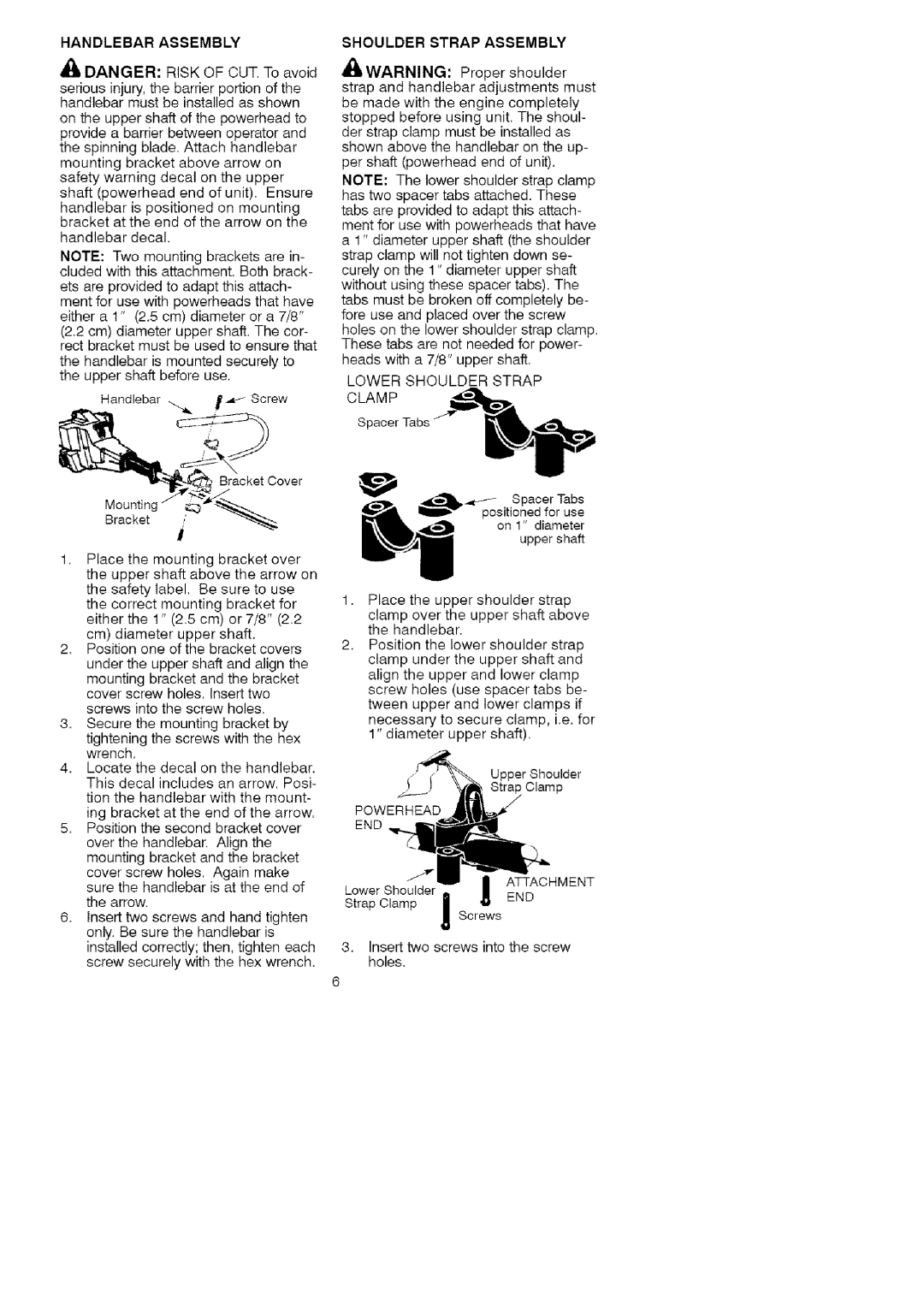 Craftsman 358.792443 manual Handlebar Assembly, Shoulder Strap Assembly, Lower Shoulder Strap Clamp, Powerhead END 