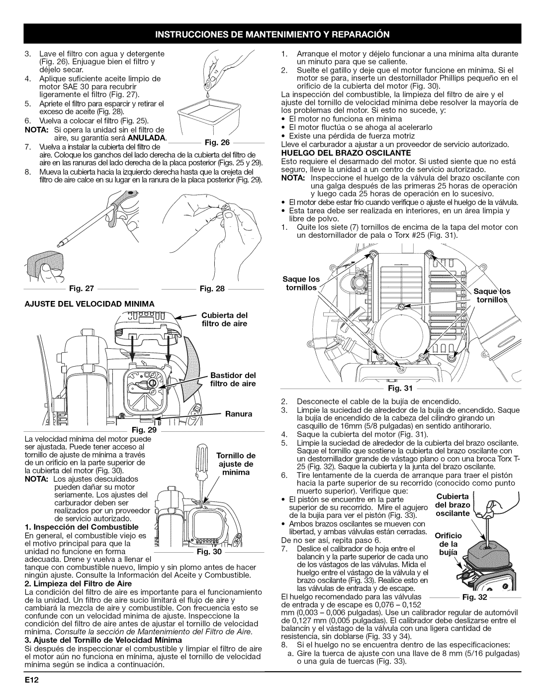 Craftsman 79480 manual Huelgo DEL Brazo Oscilante, Ajuste DEL Velocidad Minima 