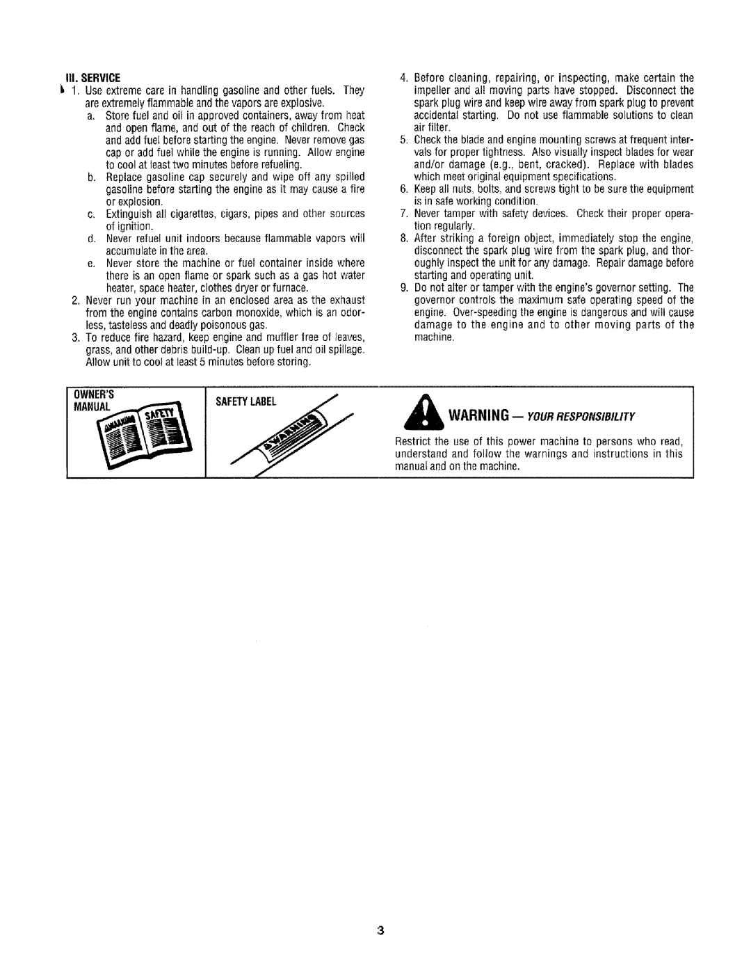 Craftsman 79585 manual III. Service 